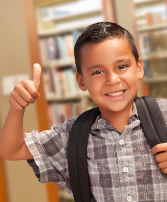  Student giving thumbs up 